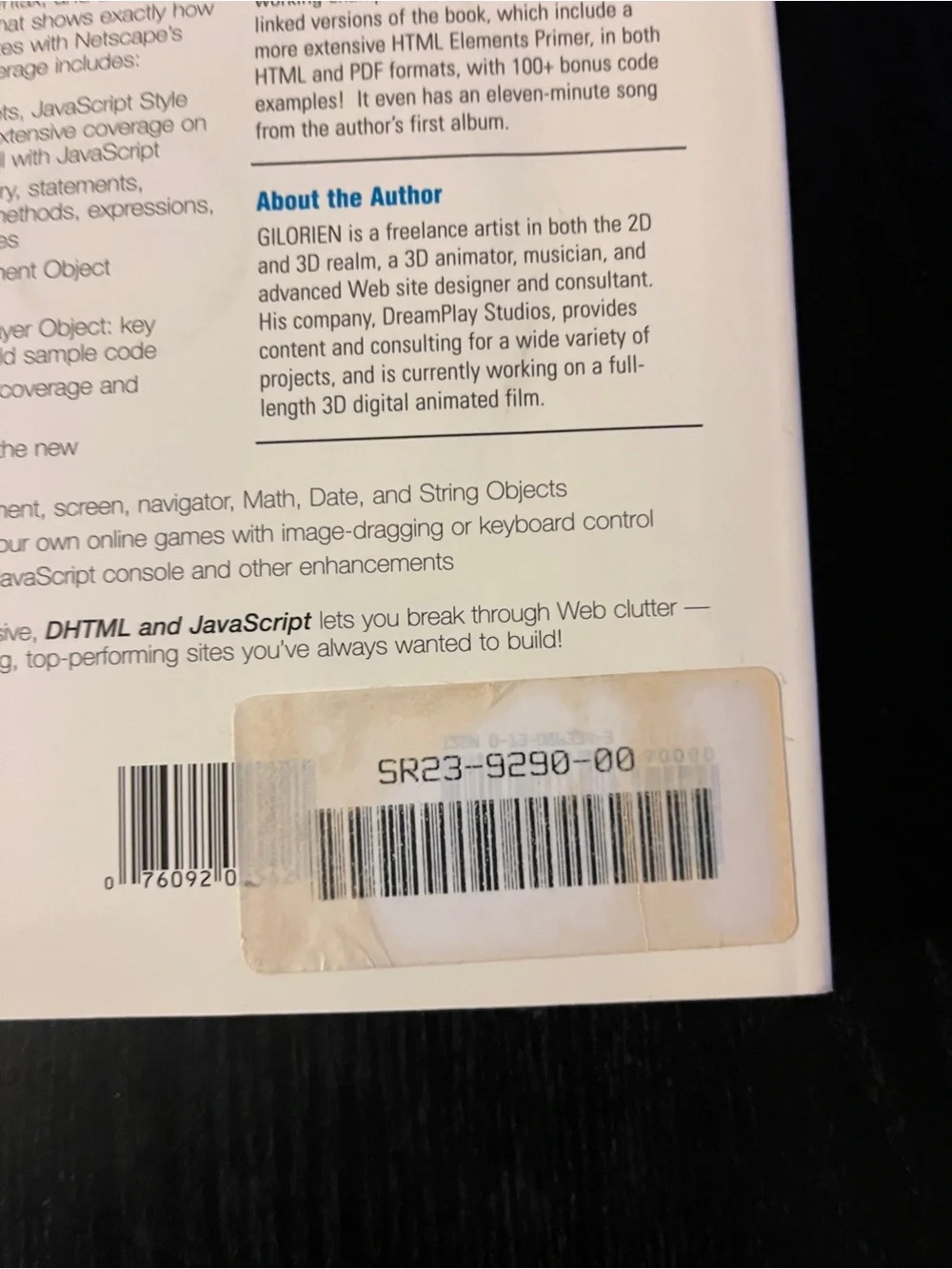 Prentice Hall DHTML & JavaScript Gilorien Book Vintage 1999 CD Included